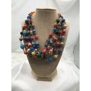 Teng Yue Necklace Rolled Paper Beads Multi Colored